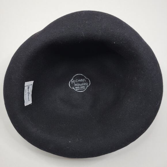 Michael Howard 100% Wool Bowler Hat Black Rolled Rim Great Condition Women USA - Picture 6 of 8